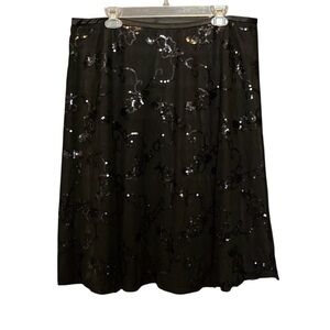 Adrianna Papell Evening Essentials Black Sequin Midi Skirt
